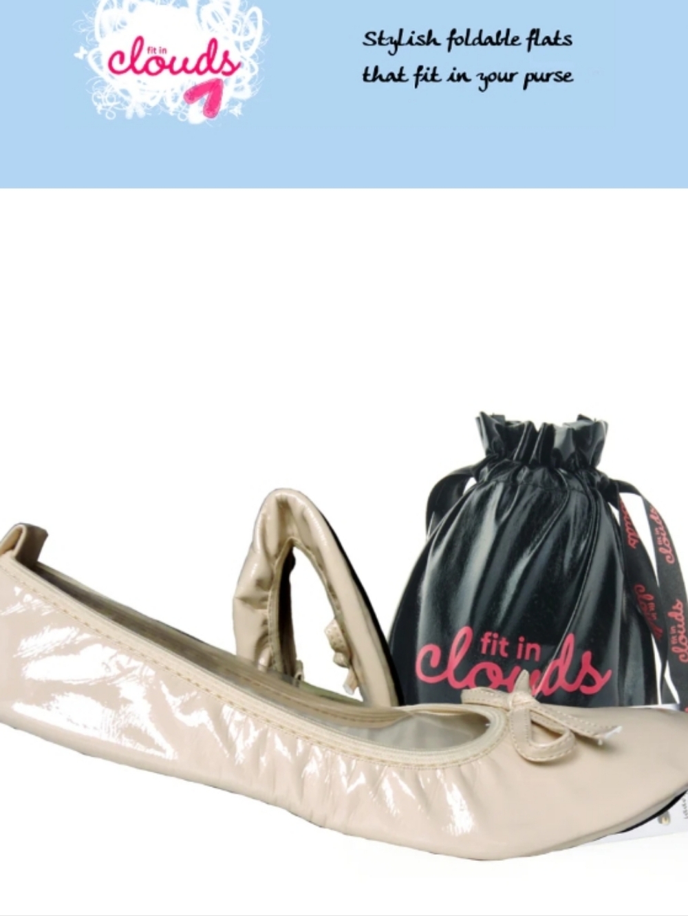 Fit in Clouds Foldable Patent Leather Ballet Flats - Nude